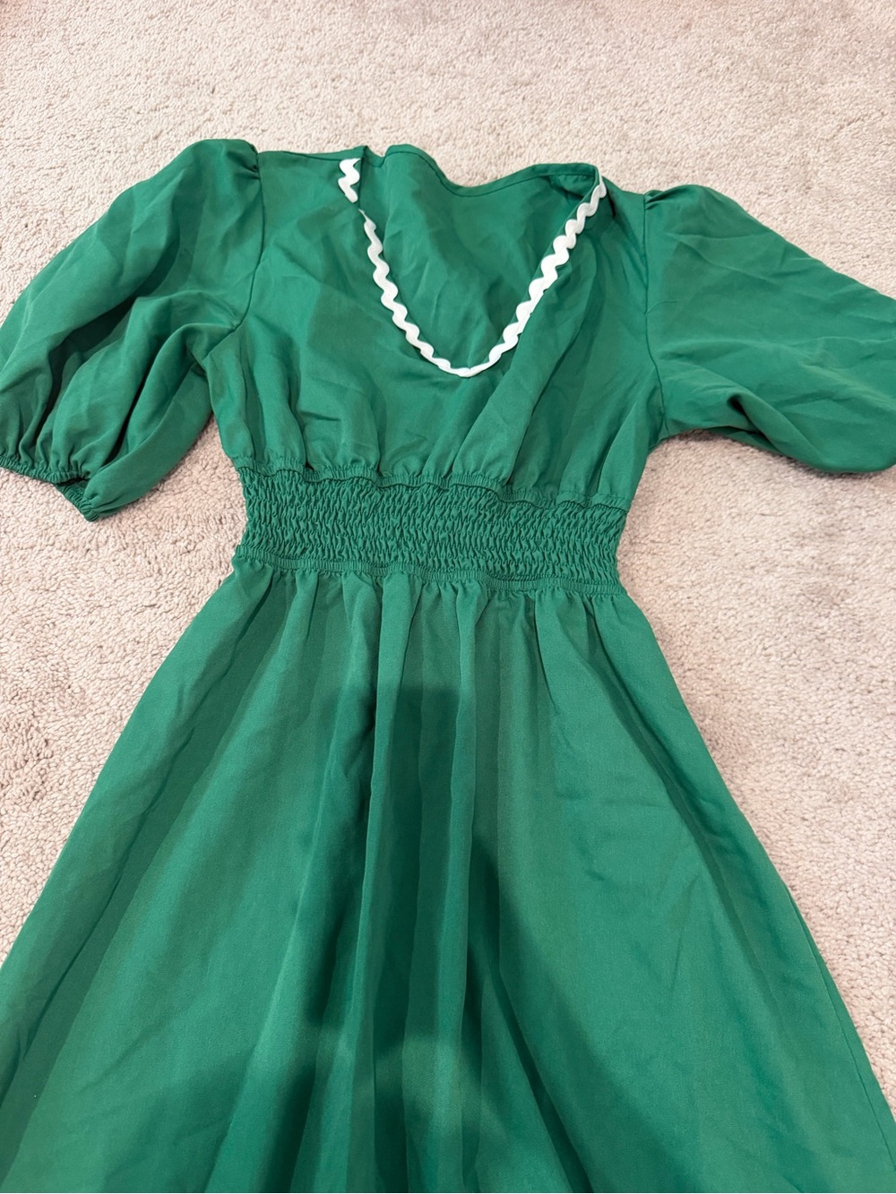 SHEIN Green Maxi Dress with White Trim